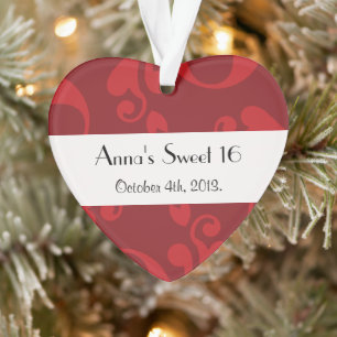 Sweet 16 - French Damask, Ornaments, Swirls - Red Ornament