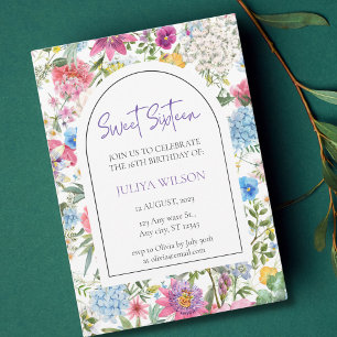 Sweet 16 garden wildflowers  invitation