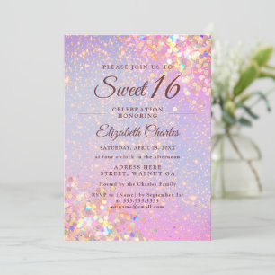 Sweet 16 Girl Birthday Rose Gold Glitter Modern Invitation