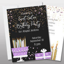 Sweet 16 Glitter Cake and Candles