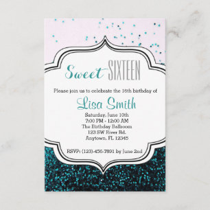Sweet 16 Glitter Invitation