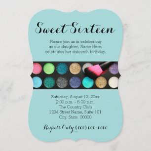 Sweet 16 Glitter Makeup Invitations