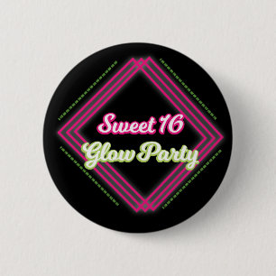 Sweet 16 Glow Party Favour Button Pins