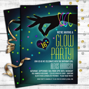 Sweet 16 Glow Party Invitations