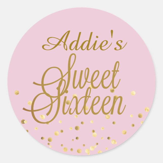 Sweet 16 Gold Dot Stickers (Front)