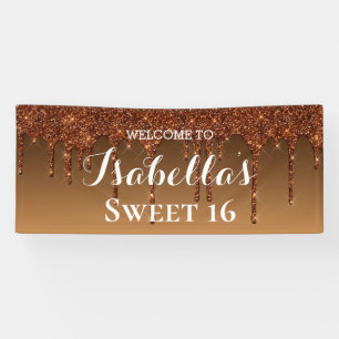 Sweet 16   Gold Dripping Glitter Banner