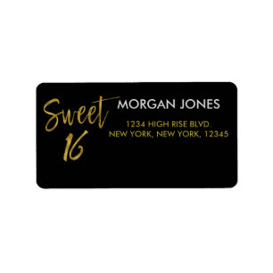 Sweet 16 Gold Foil Birthday Address Label