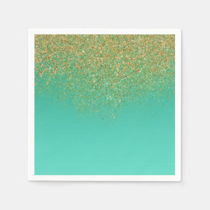 Sweet 16 Gold Glitter & Teal Birthday Party Napkin