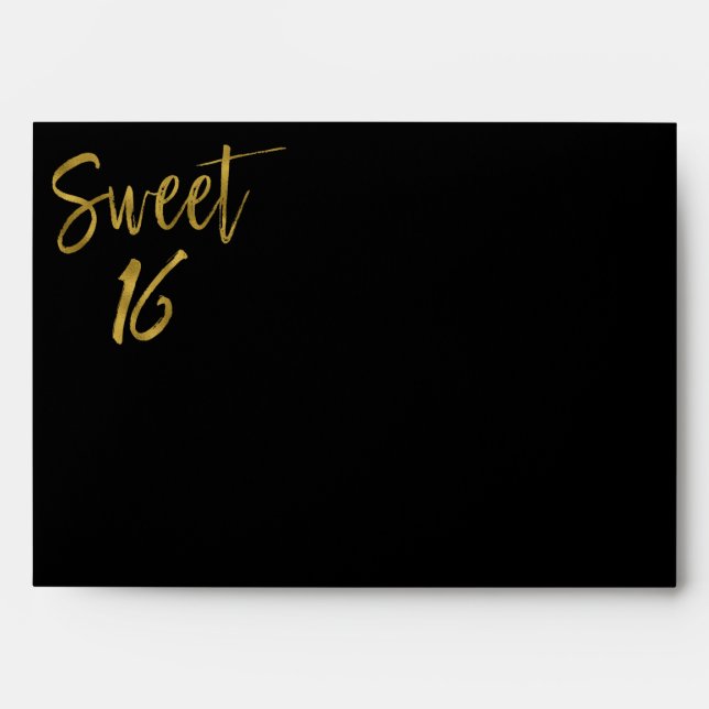 Sweet 16 Gold Return Address Printed on Back Envelopes (Front)