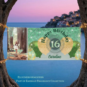 Sweet 16 Green Glitter Balloon Parade Photo  Banner