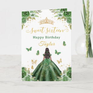 Sweet 16 Green Princess African American Girl Card