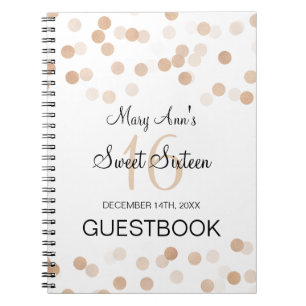 Sweet 16 Guestbook Faux Copper Foil Glitter Lights Notebook