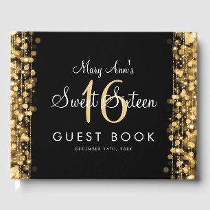 Sweet 16 Guestbook Party Sparkles Gold