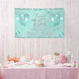 Sweet 16 Happy Birthday Balloons Banner