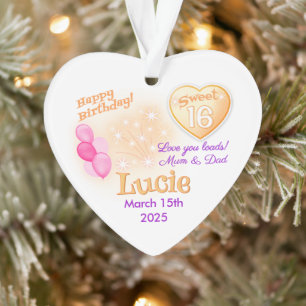 Sweet 16 happy Birthday Girl Daughter heart gift Ornament