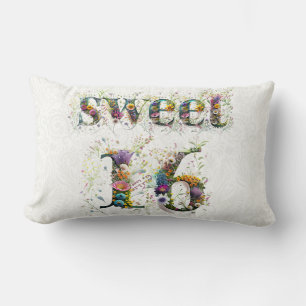 Sweet 16 Happy Birthday Wildflowers Text Lumbar Cushion