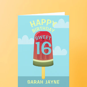 Sweet 16 Ice Cream Popsicle Birthday Card