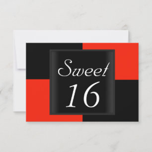 Sweet 16 Invitation Black Red