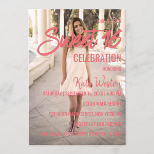 Sweet 16 Invitation Custom Photo Template Design