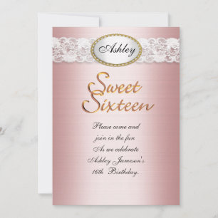 Sweet 16 invitation pink satin