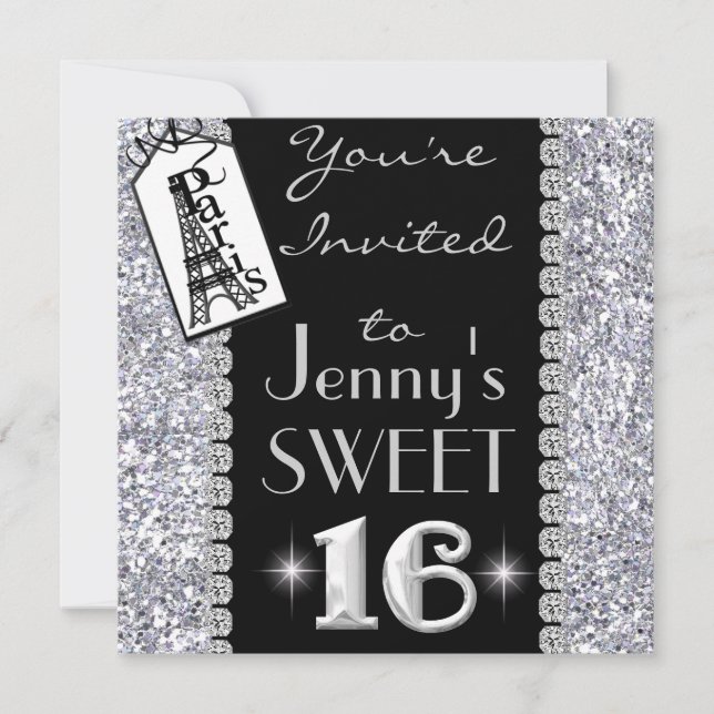 SWEET 16 Invitation THEME PARIS (Front)