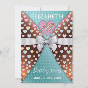 Sweet 16 Invitation with Colourful Speckles and Bo