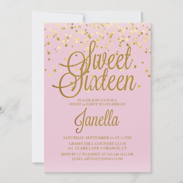 Sweet 16 Invitations (Front)