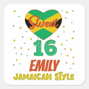 Sweet 16 Jamaican Style Birthday Girl Vacation Square Sticker