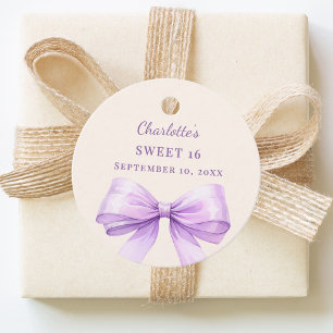 Sweet 16 lavender bow ivory DIY write by hand Favour Tags