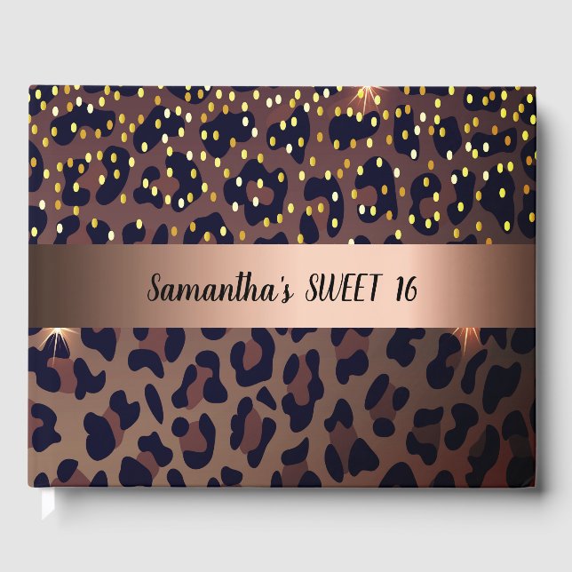 Sweet 16 leopard pattern guest book (Front)