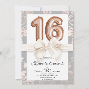 Sweet 16 Luxury Rose gold Balloons Invitation