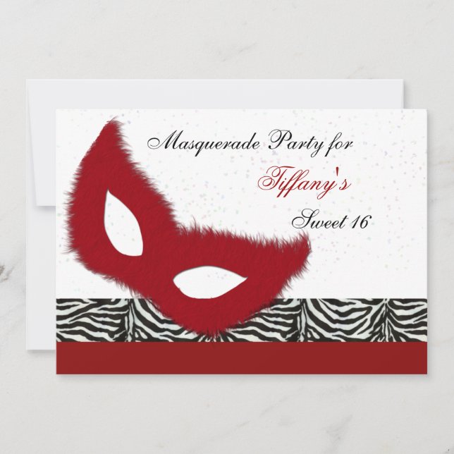 Sweet 16 Masquerade party Invitation (Front)