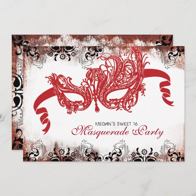Sweet 16 Masquerade Party Invitation (Front/Back)