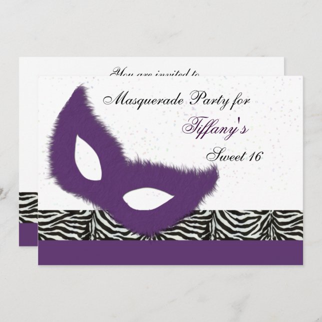 Sweet 16 Masquerade party Invitation (Front/Back)
