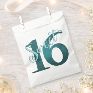 Sweet 16 Mermaid Ombre Blue Green Name Birthday Favour Bag