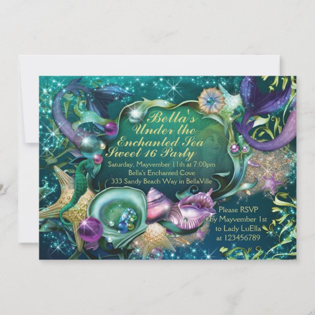 Sweet 16 Mermaid Under the Sea Birthday Invitation (Front)