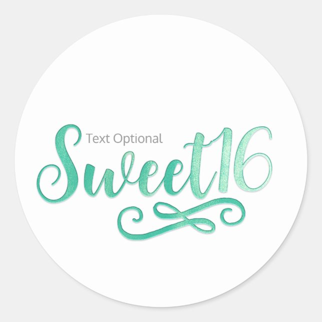 Sweet 16 Minty Green Birthday Party Favour Classic Round Sticker (Front)