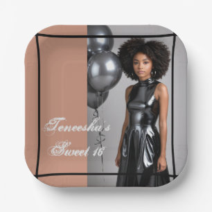 Sweet 16 Mocha Brown Plate – Custom Text/Photo