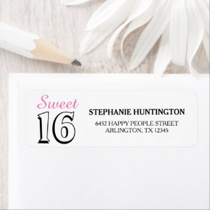 Sweet 16 Modern Pink 16th Birthday Party Return Return Address Label