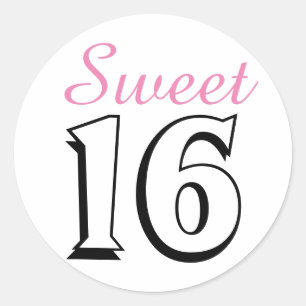 Sweet 16 Modern Pink Birthday Party Favour Classic Round Sticker