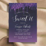 Sweet 16 Modern Purple Glitter Drips Girl Birthday Invitation<br><div class="desc">Sweet 16 Modern Purple Glitter Drips Girl Birthday Invitations.</div>