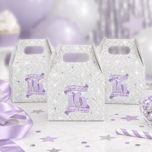 Sweet 16 Motif & Star Pattern Violet Silver ID1333 Favour Box