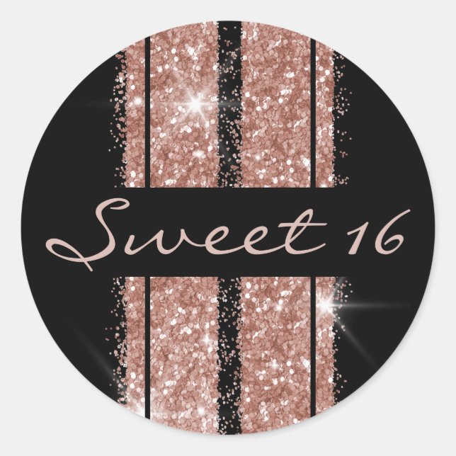 Sweet 16 New Driver Pink Glitter Tire Tracks Classic Round Sticker (Front)