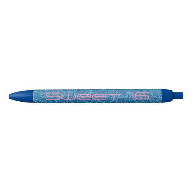 Sweet 16, Number Sixteen, Blue Pink Glitter pen (Front)