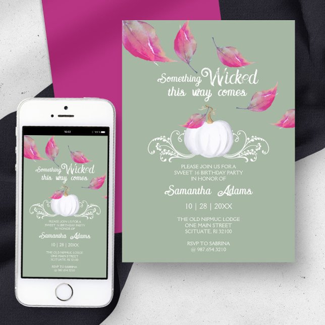 Sweet 16 October Birthday Invitations (halloween party sweet 16 invitation evite)