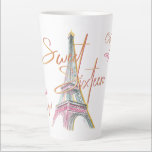 Sweet 16 Ooh La La Paris Eiffel Tower Personalised Latte Mug<br><div class="desc">This personalised tall latte mug will make a great 16th birthday gift - you could even fill it with some vegan chocolates or bath bombs! The design features a watercolor illustration of the Paris Eiffel Tower and cool hand lettered calligraphy. Written across the Eiffel Tower are the words "Sweet Sixteen"...</div>