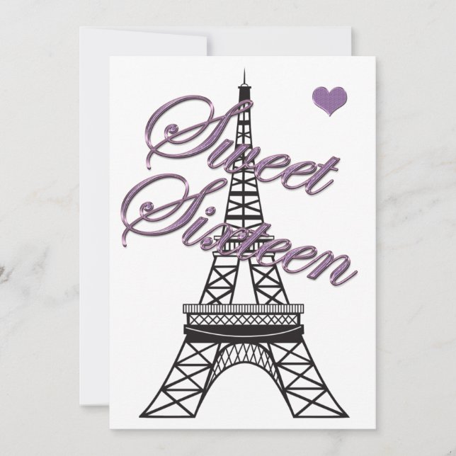 Sweet 16 Paris Eiffel Tower Birthday Invitation (Front)