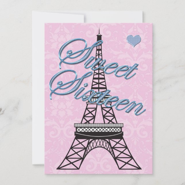 Sweet 16 Paris Eiffel Tower Birthday Invitation (Front)