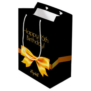 Sweet 16 party black gold bow name medium gift bag