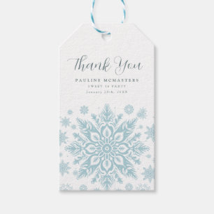 Sweet 16 Party Blue Snowflake Thank You Favour Gift Tags